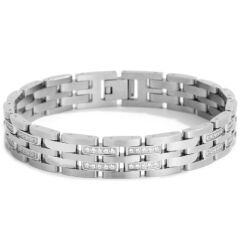 ***COI Titanium Cubic Zirconia Bracelet With Steel Clasp(Length: 8.66 inches)-02039AA
