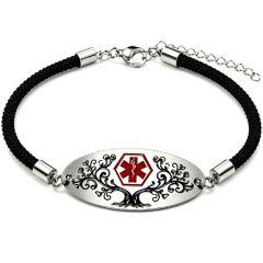 ***COI Titanium Medical Alert Genuine Leather Bracelet With Steel Clasp(Length: 8.27 inches)-02043AA