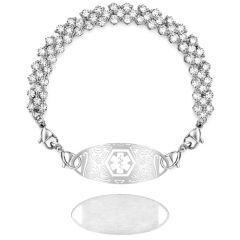 ****COI Titanium Rose/Silver Medical Alert Cubic Zirconia Bracelet With Steel Clasp(Length: 7.87 inches)-02047AA