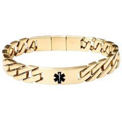 ****COI Titanium Black/Gold Tone/Silver Medical Alert Bracelet With Steel Clasp(Length: 8.27 inches)-02056AA