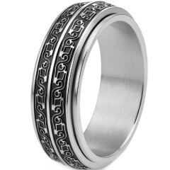 ****COI Titanium Black/Gold Tone/Silver Celtic Step Edges Ring-02070AA