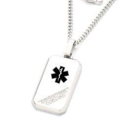 ****COI Titanium Black/Gold Tone/Silver Medical Alert Pendant With Cubic Zirconnia-02075AA