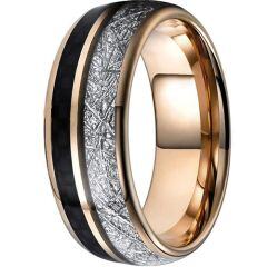 ****COI Rose Tungsten Carbide Carbon Fiber & Meteorite Dome Court Ring-02080AA