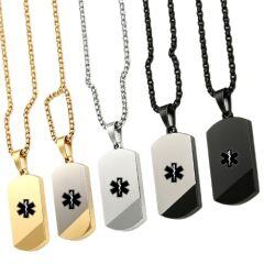 ***COI Titanium Black/Silver/Gold Tone Medical Alert Pendant-02087AA