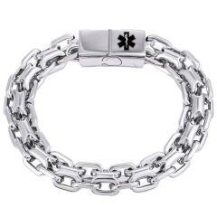 ****COI Titanium Black/Silver Medical Alert Bracelet With Steel Clasp(Length: 8.27 inches)-02091AA