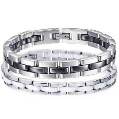 ****COI Titanium Ceramic Bracelet With Steel Clasp(Length: 8.27 inches)-02093AA