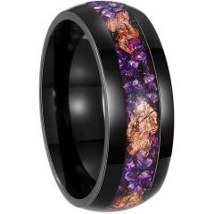 ****COI Black Titanium Gold Tone Amethyst/Crushed Opal Dome Court Ring-02098AA