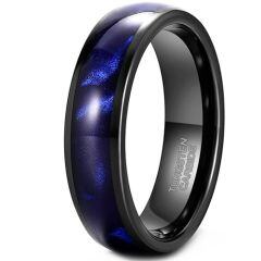****COI Black Tungsten Carbide Crushed Opal Dome Court Ring-02100AA