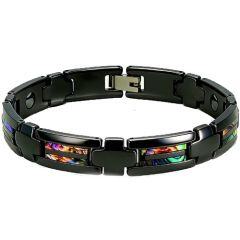 ****COI Black Titanium Abalone Shell Bracelet With Steel Clasp(Length: 8.27 inches)-02107AA
