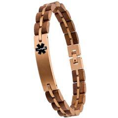 ****COI Rose Titanium Medical Alert Koa Wood Bracelet With Steel Clasp(Length: 8.66 inches)-02111AA