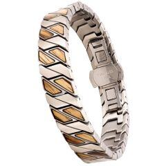 ****COI Titanium Black/Silver Koa Wood Bracelet With Steel Clasp(Length: 8.50 inches)-02113AA
