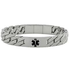 ****COI Titanium Black/Gold Tone/Silver Medical Alert Bracelet With Steel Clasp(Length: 8.27 inches)-02119AA
