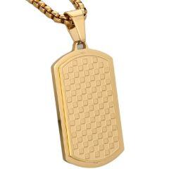 ****COI Titanium Black/Gold Tone/Silver Checkered Flag Pendant-02127AA