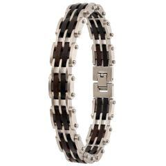 ****COI Titanium Black/Blue/Gold Tone/Silver Koa Wood Bracelet With Steel Clasp(Length: 8.66 inches)-02132AA