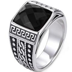 ****COI Titanium Black Silver Celtic Ring With Created Blue Sapphire/Black Onyx/Red Ruby-02135AA