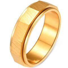 ****COI Titanium Gold Tone/Silver Rotating Step Edges Ring-02144AA