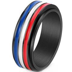 ****COI Black Titanium Blue White Red Resin Ring-02145AA