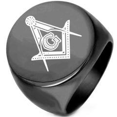 ****COI Titanium Black/Gold Tone/Silver Masonic Freemason Ring-02147AA