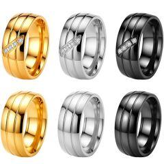 ****COI Titanium Black/Gold Tone/Silver Ring With/Without Cubic Zirconia-02151AA
