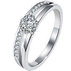 ****COI Titanium Gold Tone/Silver Solitaire Ring With Cubic Zirconia-02152AA