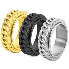 ****COI Titanium Gold Tone/Silver/Black Keychain Ring-02164AA
