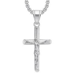 ****COI Titanium Gold Tone/Silver Jesus Cross Pendant-02166AA
