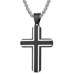 ****COI Titanium Black/Gold Tone/Silver Silver Cross Pendant-02171AA