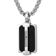 ****COI Titanium Silver Black/Gold Tone Pendant With Cubic Zirconia-02175AA