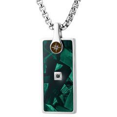 ****COI Titanium Black/Green Carbon Fiber Pendant With Cubic Zirconia-02176AA
