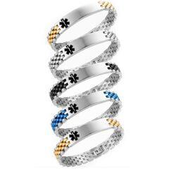 ****COI Titanium Black/Blue/Gold Tone/Silver Silver Medical Alert Bracelet With Steel Clasp(Length: 8.27 inches)-02180AA