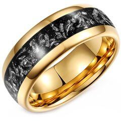 ****COI Gold Tone Tungsten Carbide Meteorite Dome Court Ring-02187AA