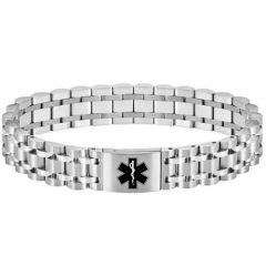 ****COI Titanium Black/Gold Tone/Silver Medical Alert Bracelet With Steel Clasp(Length: 8.07 inches)-02200AA