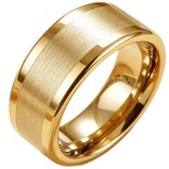 ****COI Gold Tone Titanium 12mm Shiny & Matt Ring-02208AA