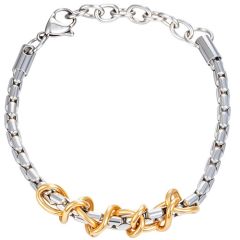 ****COI Titanium Gold Tone Silver Bracelet With Steel Clasp(Length: 8.27 inches)-02212AA