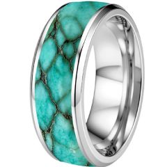 ****COI Titanium Black/Silver Dome Court Ring With Turquoise-02221AA