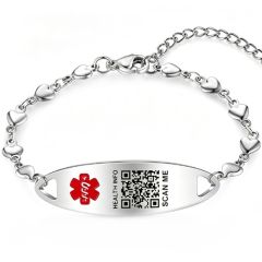 ****COI Titanium Gold Tone/Rose/Silver Medical Alert Custom QR Code Bracelet With Steel Clasp(Length: 7.87 inches)-02240AA