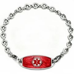****COI Titanium Medical Alert Koa Wood/Abalone Shell Bracelet With Steel Clasp(Length: 8.66 inches)-02241AA