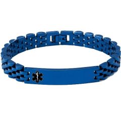 ****COI Blue Titanium Medical Alert Bracelet With Steel Clasp(Length: 8.66 inches)-02243AA