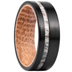 ****COI Black Tungsten Carbide Deer Antler Ring With Koa Wood-02259AA