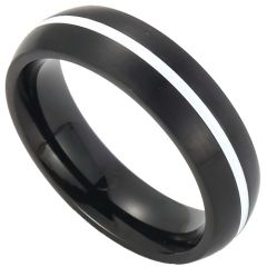****COI Titanium Black/Blue Silver Dome Court Ring-02264AA