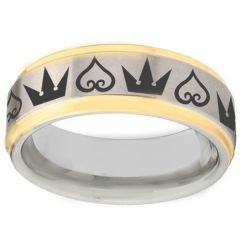COI Titanium Gold Tone Silver Kingdom & Heart Ring-1365