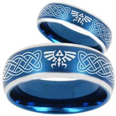 COI Titanium Blue Silver Legend Zelda Celtic Ring-1879