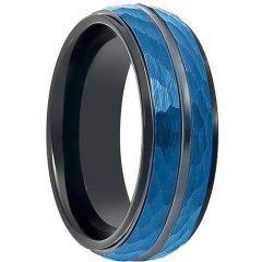 COI Titanium Black Blue Faceted Ring-199