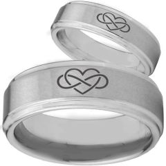 *COI Tungsten Carbide Infinity Heart Step Edges Ring-TG2146