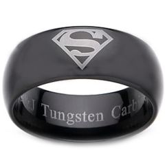 *COI Black Tungsten Carbide Super Man Dome Court Ring-TG2277