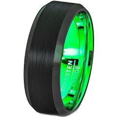 COI Tungsten Carbide Black Green Beveled Edges Ring-TG2566