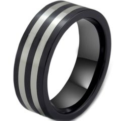 COI Tungsten Carbide Double Lines Pipe Cut Ring-TG2736A
