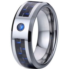 COI Titanium Carbon Fiber & Created Sapphire Ring-2802