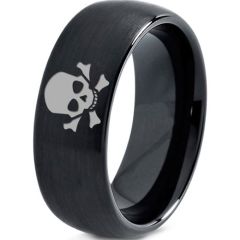 COI Black Tungsten Carbide Skull & Bones Dome Ring-TG2920