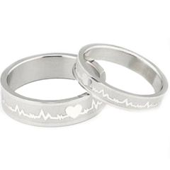 COI Titanium Heartbeat & Heart Pipe Cut Flat Ring-JT3057